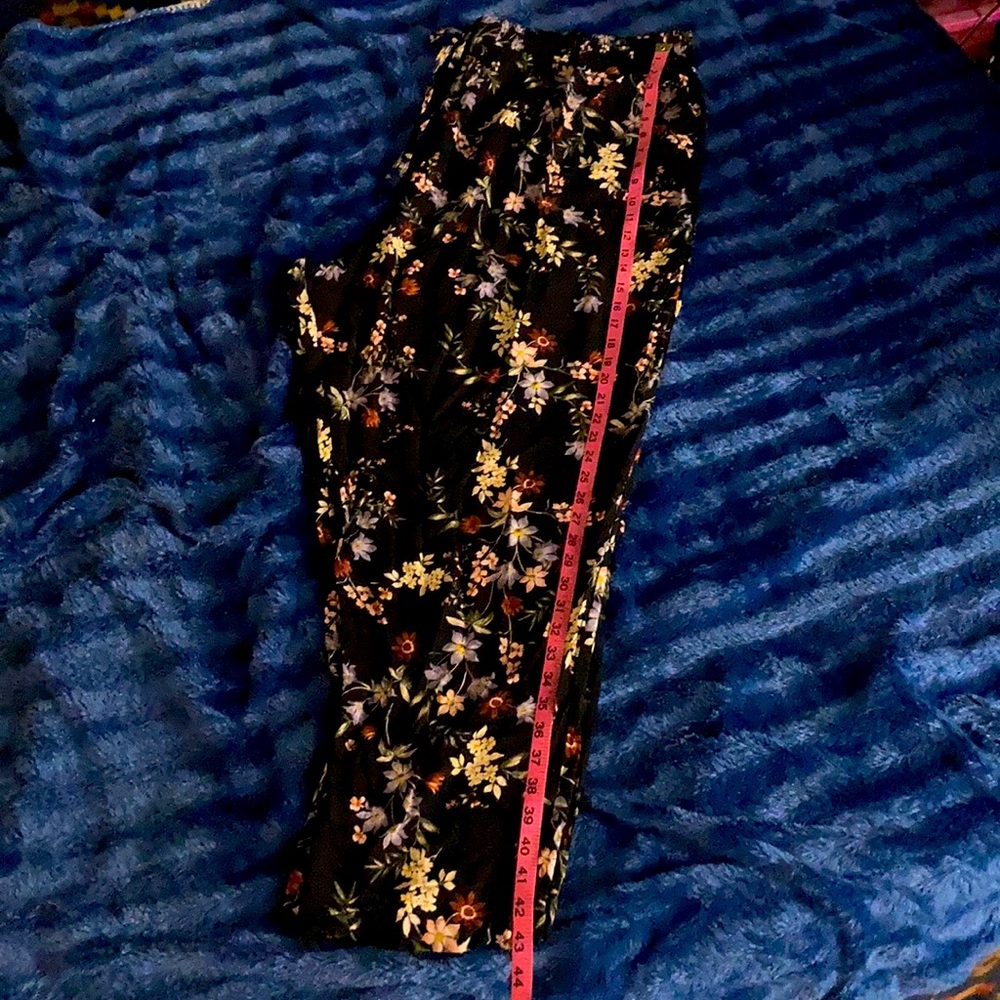 Floral Print High Waist Drawstring Trousers